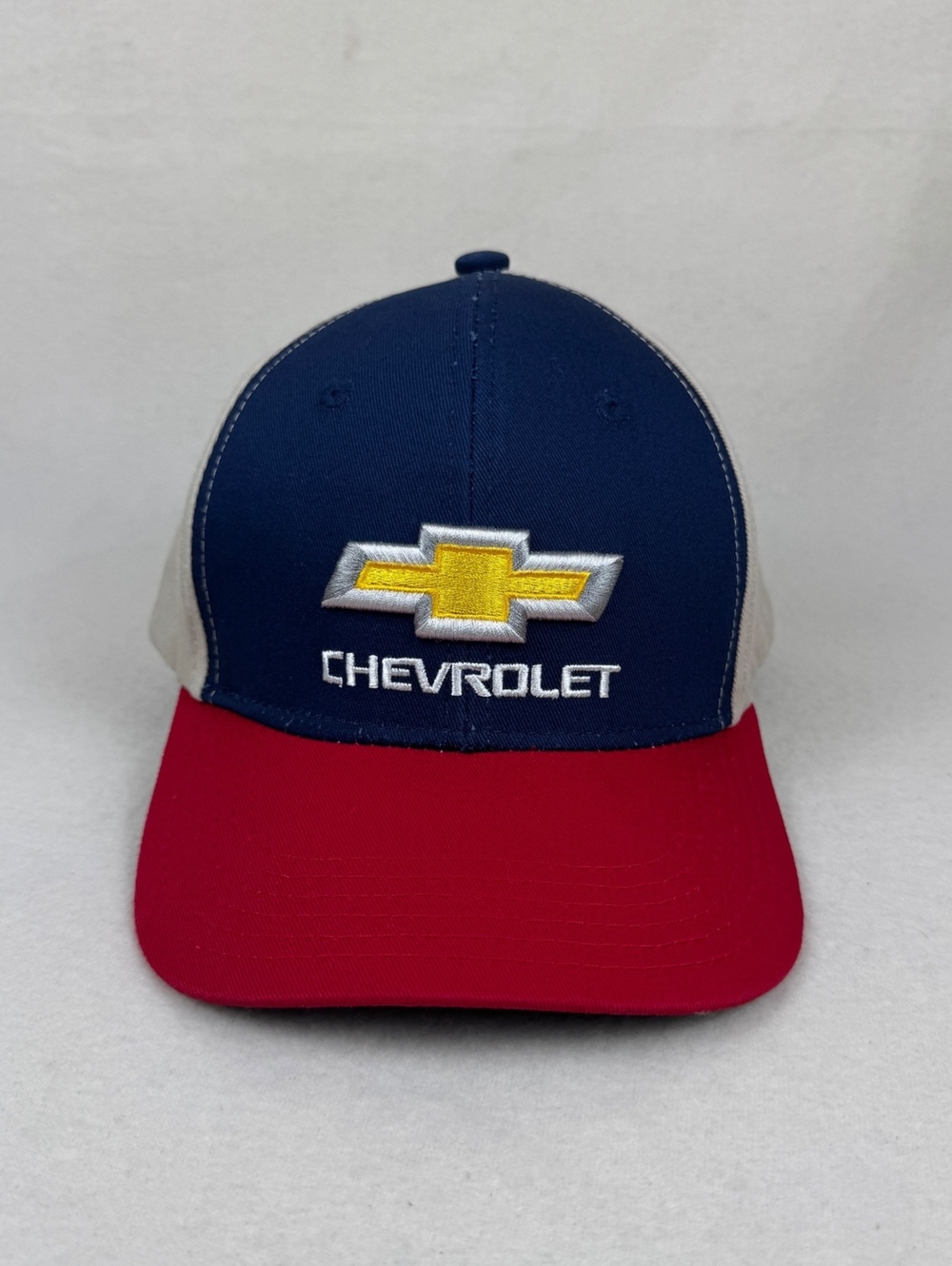 Chevrolet GM Logo Navy Red Tan Adjustable Baseball Cap Hat